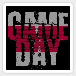 Scarlet and Black Gameday // Grunge Vintage Football Game Day Sticker